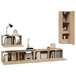 Acheter Maison Chic Ensemble de meubles TV 4 pcs | Banc TV Moderne pour salon | Meuble de Rangement - Chêne sonoma Bois d'ingénierie -MN89261