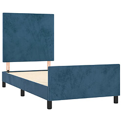 Avis vidaXL Cadre de lit sans matelas bleu foncé 90x200 cm velours