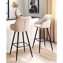 Beliani Tabouret de bar Set de 2 Tissu Beige clair DARIEN