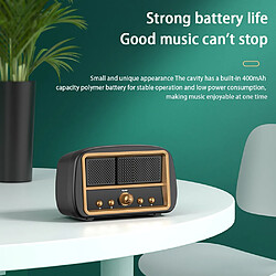 Universal Mini subwoofer portable sans fil HiFi Vintage Bluetooth Lecteur de musique Cadeau Basse stéréo USB avec microphone Bureau rechargeable | Haut-parleur portable (noir)