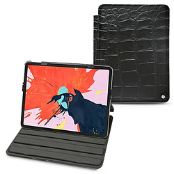 Housse cuir Apple iPad Pro 11' (2018) - Rabat horizontal - Crocodile nero ( Noir / Black) - NOREVE