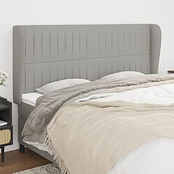 Maison Chic Tête de lit scandinave avec oreilles,meuble de chambre Gris clair 163x23x118/128 cm Tissu -MN94392