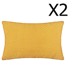 Pegane Lot de 2 Coussins ocre déhoussable - 30 x 50 cm