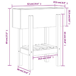 vidaXL Jardinière blanc 62x30x69 cm bois massif de pin pas cher