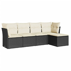 Maison Chic Salon de jardin 5 pcs avec coussins | Ensemble de Table et chaises | Mobilier d'Extérieur noir résine tressée -GKD29847