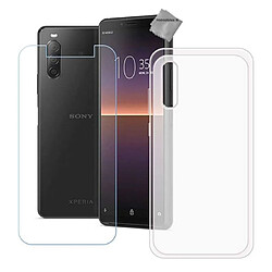 Htdmobiles Coque silicone gel fine pour Sony Xperia 1 II + verre trempe - BLANC TRANSPARENT