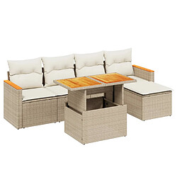 vidaXL Salon de jardin avec coussins 6 pcs beige résine tressée