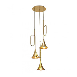 Luminaire Center Suspension Jazz Or poli 3 ampoules 80cm