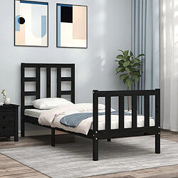 Maison Chic Cadre/structure de lit avec tête de lit pour adulte - Lit Moderne Chambre noir petit simple bois massif -MN68845