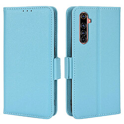 Etui en PU texture litchi, double fermeture magnétique avec support, bleu clair pour votre Realme X50 Pro 5G/X50 Pro Player