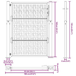 vidaXL Portail de jardin noir 105x130 cm acier conception croisée pas cher