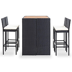 Maison Chic Ensemble de bar 5 pcs,Mobilier d'extérieur,table de bar et chaises Résine tressée et bois d'acacia Noir -GKD477403