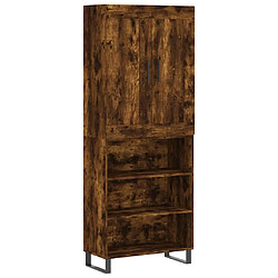 vidaXL Buffet haut Chêne fumé 69,5x34x180 cm Bois d'ingénierie