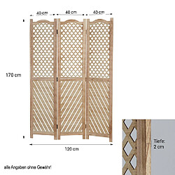 Avis Decoshop26 Paravent en 3 panneaux séparateur de pièce en bois naturel motif fraisé 170x120 cm PAR06093