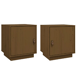 Maison Chic Lot de 2 Tables de chevet - Tables de Nuit Marron miel 40x34x45cm Bois de pin massif