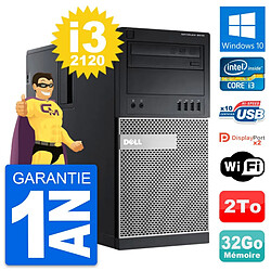 PC Tour Dell OptiPlex 9010 Intel i3-2120 RAM 32Go Disque Dur 2To Windows 10 Wifi - Occasion