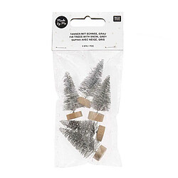 Rico Lot de 5 sapins de Noël en bois gris 5 cm