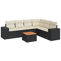 Maison Chic Salon de jardin 7 pcs avec coussins | Ensemble de Table et chaises | Mobilier d'Extérieur noir résine tressée -GKD85541