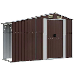 Helloshop26 Abri de jardin cabane cabanon maison de stockage remise extérieur hangar outils robuste 277 x 279 x 179 cm acier galvanisé marron 02_0022284 pas cher