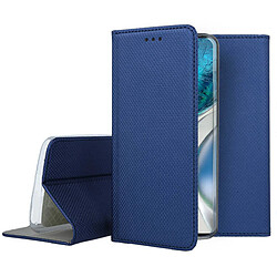 Htdmobiles Housse pour Motorola Moto G52 4G / G82 5G - etui coque pochette portefeuille + film ecran - BLEU MAGNET