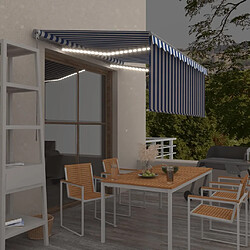 Maison Chic Auvent manuel rétractable,Store manuel de porte et store et LED 3x2,5 m Bleu et blanc -GKD25511