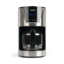 Avis Livoo Cafetière programmable Machine à café 1L5 INOX GRISE 900W 12-tasses-minuteur LCD de 24-heures-acier inoxydable haute qualité