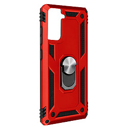 Avizar Coque Samsung Galaxy S21 Plus Antichoc Bi-matière Bague Support Vidéo rouge