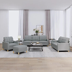 Maison Chic Ensemble de canapés 4 pcs avec coussins, Canapé droit Sofa pour Salon Gris clair Tissu -GKD980274