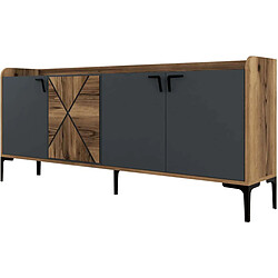 Hanah Home Buffet en aggloméré 4 portes Venedik noyer + anthracite.