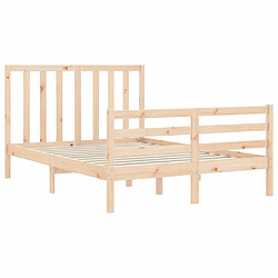 Acheter Vidaxl Cadre de lit avec tête de lit 140x190 cm bois massif