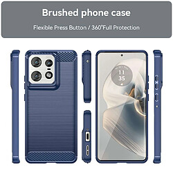 Htdmobiles Coque pour Motorola Edge 50 Pro 5G - housse etui silicone gel carbone + verre trempe - BLEU FONCE