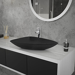 ML-Design Vasque à poser céramique noir lavabo avec garniture de vidage noir 69x46x13 cm