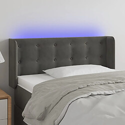 vidaXL Tête de lit à LED Gris foncé 103x16x78/88 cm Velours