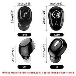 GUPBOO F911/X6/X9/S650 Casque unique Compatibilité Bluetooth 5.0 Casque antibruit sans fil avec micro pour tous les téléphones intelligents