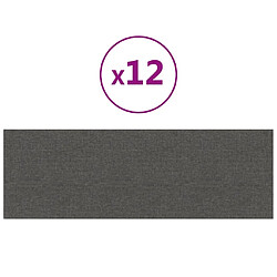 vidaXL Panneaux muraux 12 pcs Gris foncé 90x30 cm Tissu 3,24 m²