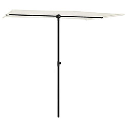 Helloshop26 Parasol d'extérieur avec mât en aluminium 2 x 1,5 m - Blanc sable