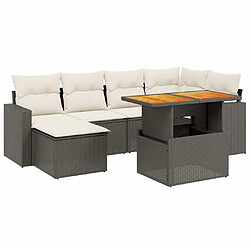 Maison Chic Ensemble Tables et chaises d'extérieur 7pcs avec coussins,Salon de jardin noir résine tressée -GKD183991