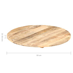 vidaXL Dessus de table Bois de manguier solide Rond 15-16 mm 50 cm pas cher