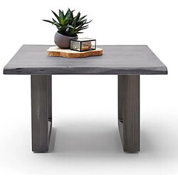 Avis Pegane Table basse en bois d'acacia massif gris et acier antique - L.75 x H.45 x P.75 cm