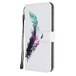 Etui en PU impression de motif texture croisée avec sangle plume pour votre Huawei Nova 7 SE/P40 Lite 5G