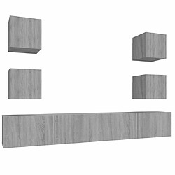 Maison Chic Ensemble de meubles TV 6 pcs | Banc TV Moderne pour salon | Meuble de Rangement - Sonoma gris Bois d'ingénierie -MN58752