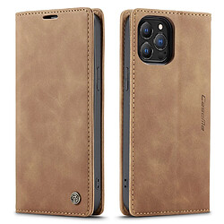 Caseme Etui en PU + TPU antichoc avec support couleur marron pour votre Apple iPhone 13 Pro 6.1 pouces