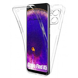 Htdmobiles Coque pour Oppo Find X5 5G - housse etui silicone gel fine 360 integrale (avant et arriere) + film ecran - TRANSPARENT