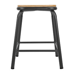 Tabourets Bas avec Assise en Bois Cantina Gris Métal - Lot de 4 - Boléro