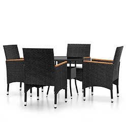 Maison Chic Salon de jardin de salle à manger 5 pcs,Table et Chaises d'extérieur,Mobilier de jardin Résine tressée Noir -MN44746