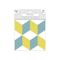 Sudtrading 6 Stickers carreaux de ciment - 15 x 15 cm - Bleu et jaune et blanc