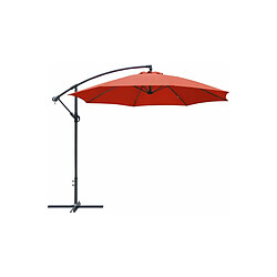 ALIZÉ Parasol rond déporté inclinable avec pied en croix paprika.