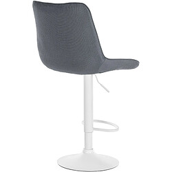 Decoshop26 Tabouret de bar x1 réglable en hauteur pivotant à 360° assise en tissu gris couture verticale pied métal blanc 10_0005439 pas cher