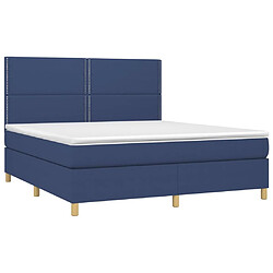 Avis Maison Chic Structures de lit + matelas,Lit à sommier tapissier avec matelas Bleu 180x200 cm Tissu -MN17889