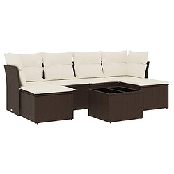 vidaXL Salon de jardin avec coussins 7 pcs marron résine tressée